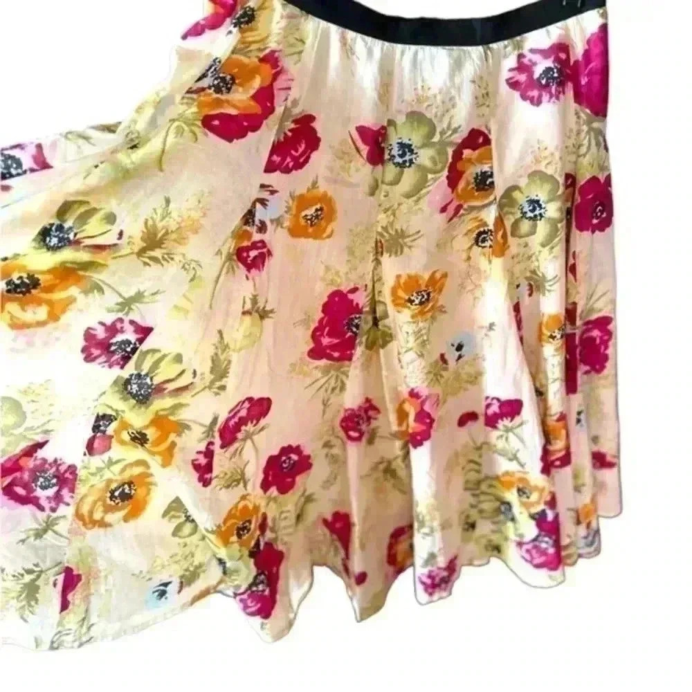 J Peterman Co. floral poppy skirt size 12. Made in USA.Quality craftsmanship EUC